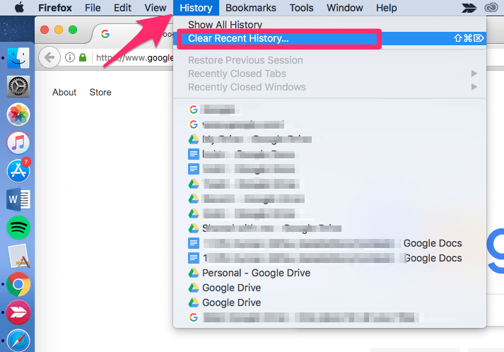 delete search history on chrome for mac
